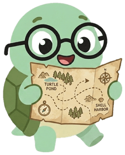 The NoTestudo turtle reading a map
